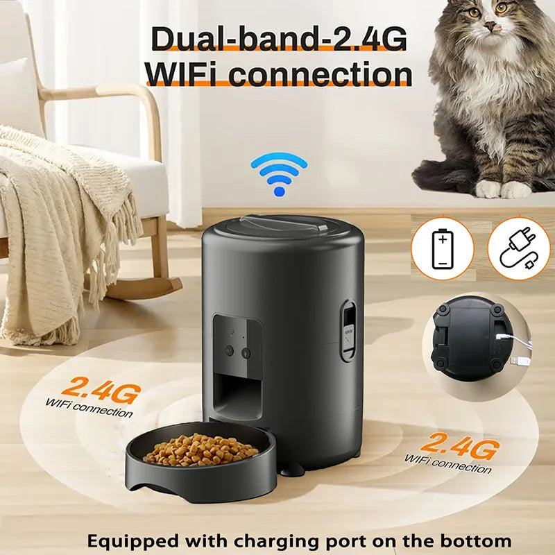 2L Pet Feder Timing Smart Automatic Dog Pet Feeder for Cats Dog key Wifi App Intelligent Suitable for Daily Scheduled Feeding Of Pets, Ideal Daily Cat Stuff And Dog Supplies