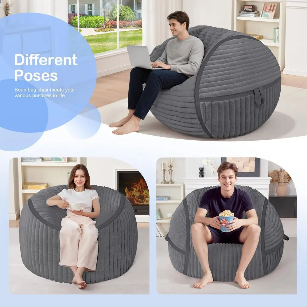 Bean Bag Chair 3FT Big Bean Bag Chairs for Adults with Memory Foam Filled,3Beanbag Chair with Soft Faux Fur Cover,Comfy Bean Bag
