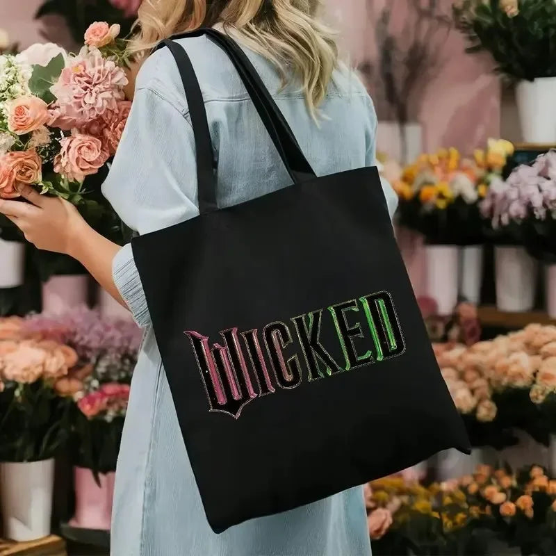 Wicked The Musical Inspired Black Tote Bag Open-Top Shopper Shoulder Bag for School, College, Travel & Gift-Giving