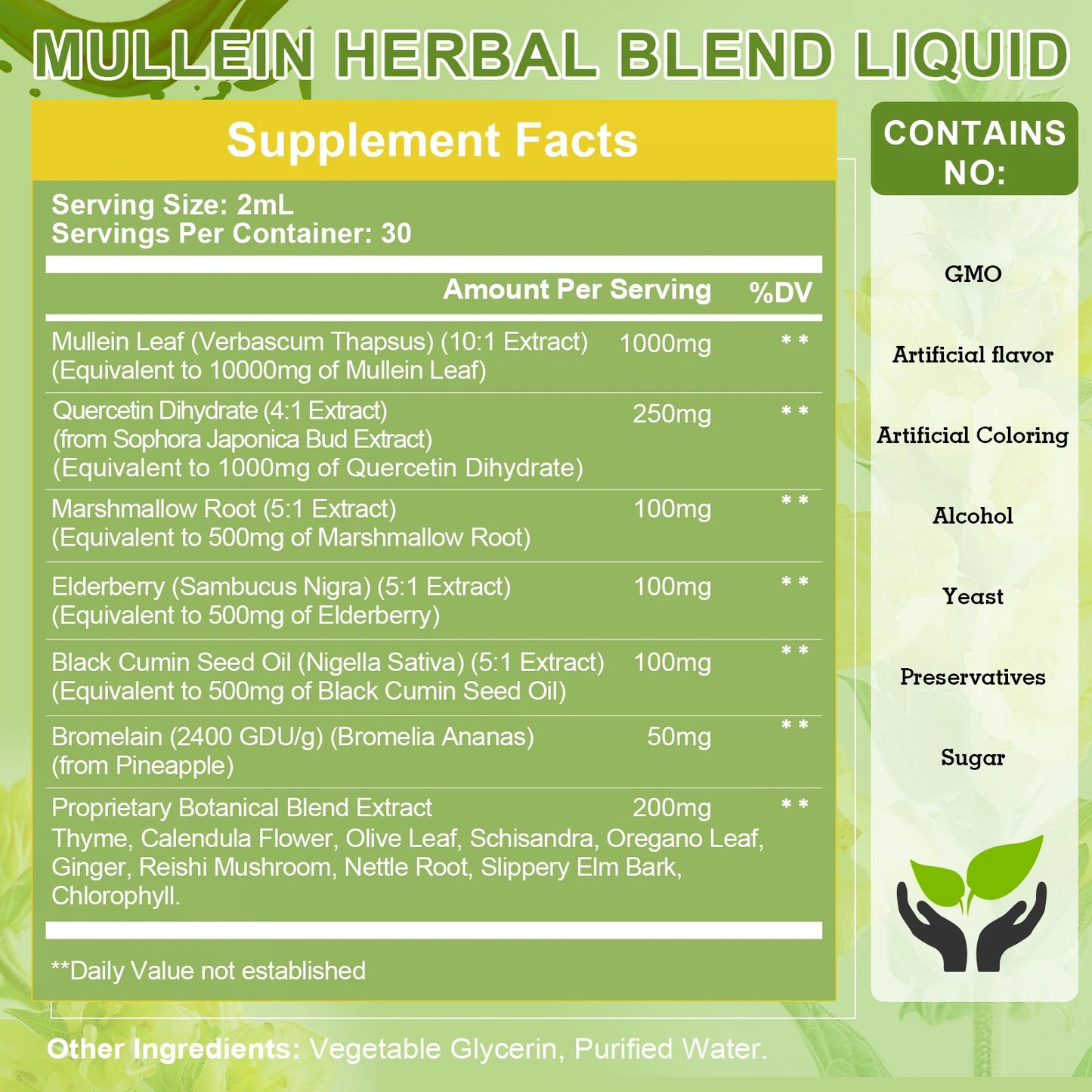 Drops Suitable For Lung Detoxification And Cleansing, Vegetarian Mullein Leaf Extract For Respiration, Immunity