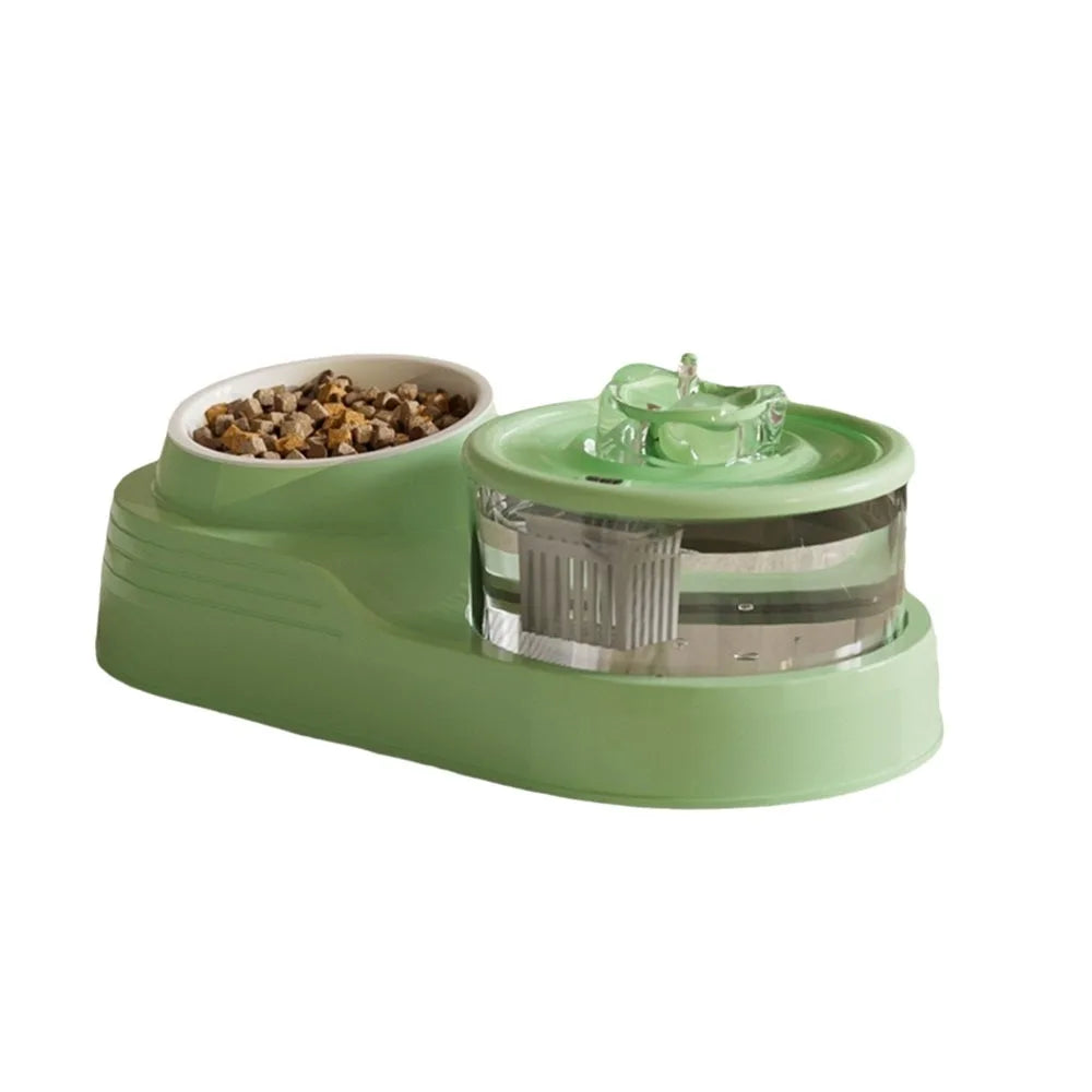 USB Charging 2-in-1 Pets Water Fountain Auto Filter Mute Cat Small Dog Drinker Bowl Large Capacity Neck Protection Pet Feeder for Home