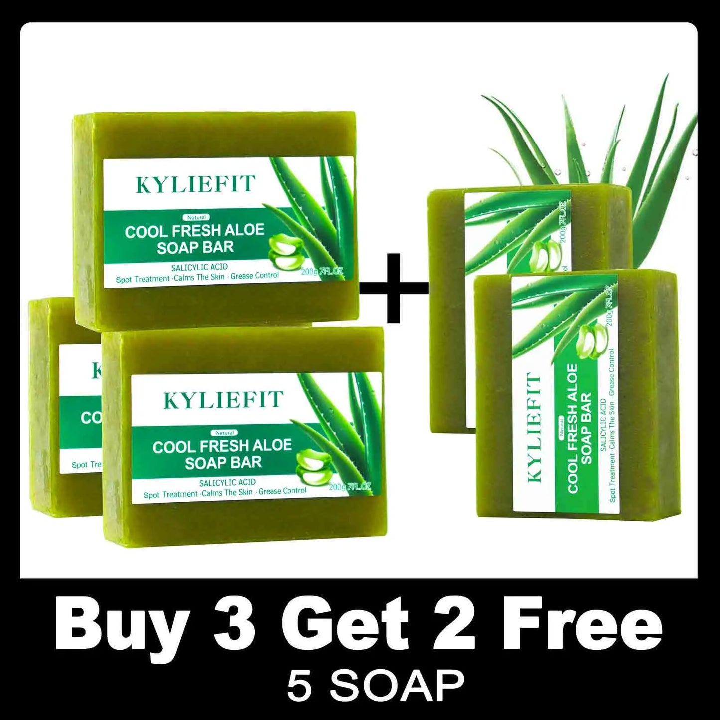 Aloe Vera Whitening Soap, Remove Acne, Spots, Skin Radiant, Improve Skin Luster, Vegan Bath Wash for All Skin Types, 200g