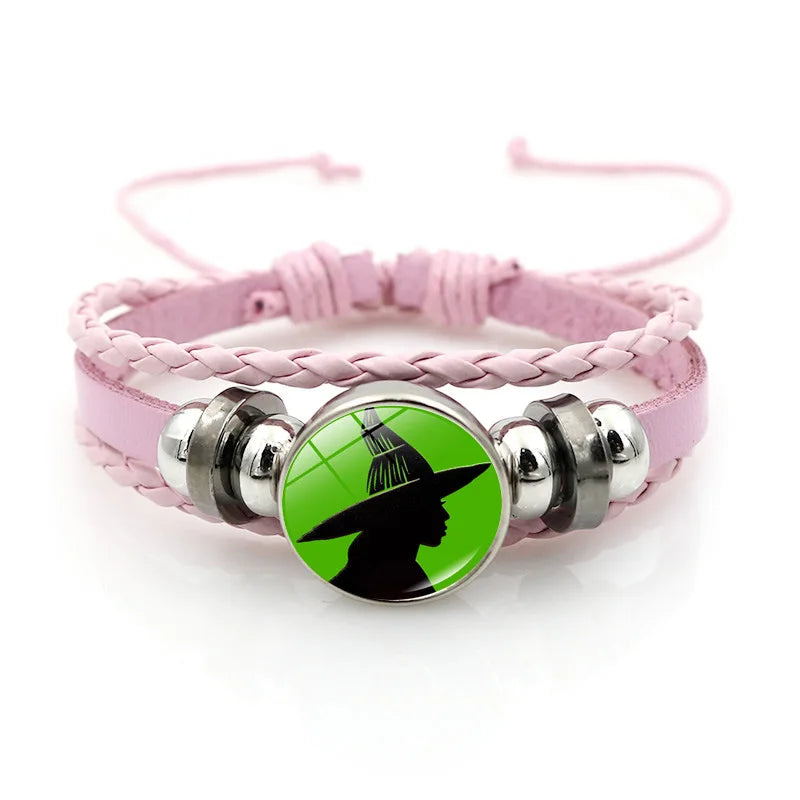 Magical Wicked Witch Leather Bracelet Magic Witch Hat Wicked Movie Inspired Glass Couple Bracelets Jewelry Gifts