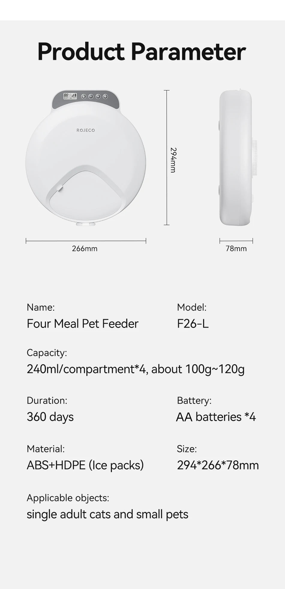 Automatic Pet Feeder 4 Meals For Wet Dry Food Feeding Wireless Smart Kibble Dispenser Cat Dog Multifunctional Cat Feeder