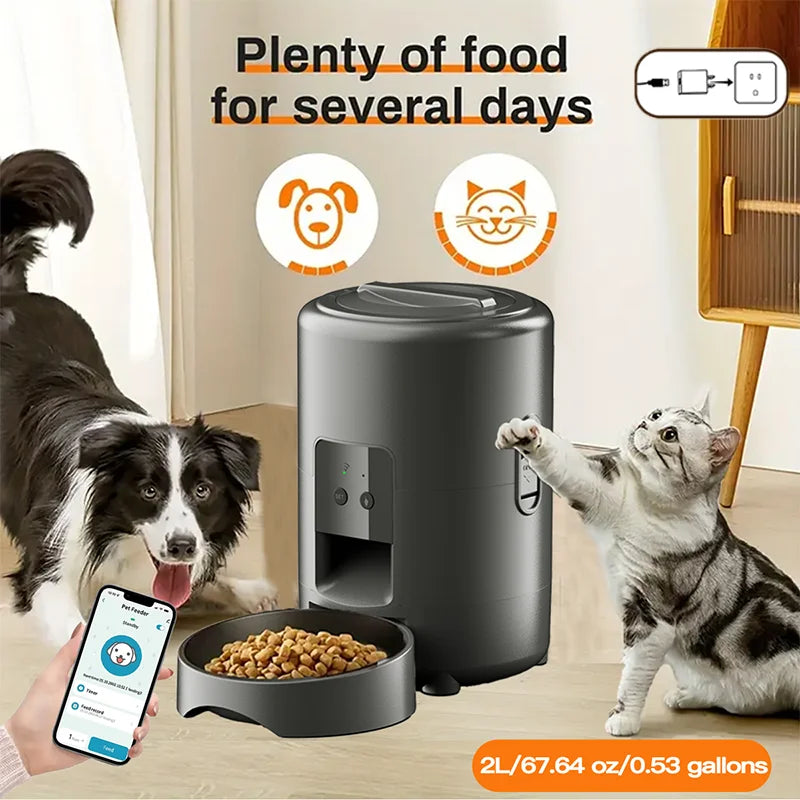 2L Pet Feder Timing Smart Automatic Dog Pet  Feeder  for Cats Dog key Wifi App Intelligent Suitable for Daily Scheduled Feeding Of Pets, Ideal Daily Cat Stuff And Dog Supplies
