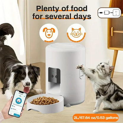 2L Pet Feder Timing Smart Automatic Dog Pet  Feeder  for Cats Dog key Wifi App Intelligent Suitable for Daily Scheduled Feeding Of Pets, Ideal Daily Cat Stuff And Dog Supplies