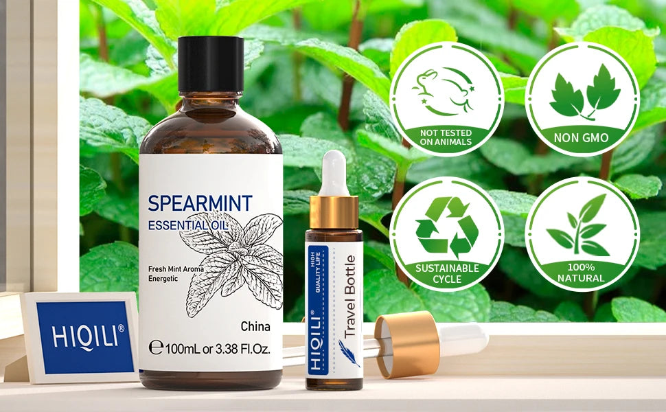 Spearmint Vanilla Rose Cinnamon Lemon Essential Oils,100ML Pure Oil for Diffuser,  Humidifier, Massage Muscle Relief Bath
