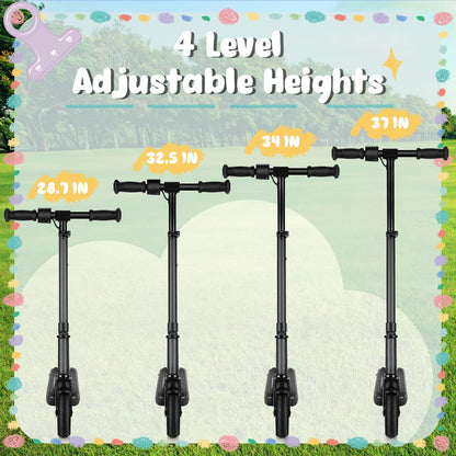 Electric Scooter For Kids Ages 6-12 150W Motor 10 MPH Max Speed & 7 Miles Colorful Lights Adjustable Height & Speed LED Display