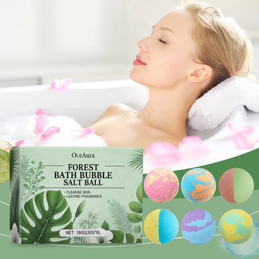 6pcs Aromatherapy Bath Bomb Ball Floral Scent Skin Smooth Relaxing Spa Bath Moisturize Stress Relief Bubble Shower Balls