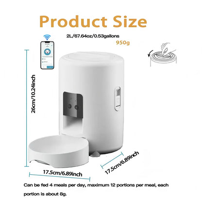 2L Pet Feder Timing Smart Automatic Dog Pet  Feeder  for Cats Dog key Wifi App Intelligent Suitable for Daily Scheduled Feeding Of Pets, Ideal Daily Cat Stuff And Dog Supplies
