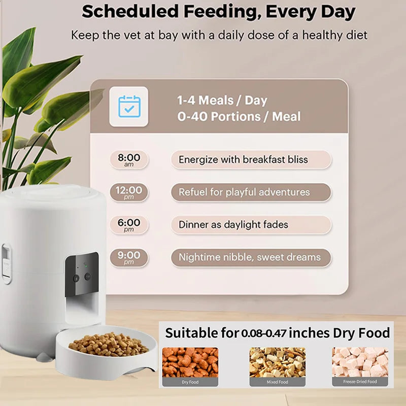 2L Pet Feder Timing Smart Automatic Dog Pet  Feeder  for Cats Dog key Wifi App Intelligent Suitable for Daily Scheduled Feeding Of Pets, Ideal Daily Cat Stuff And Dog Supplies