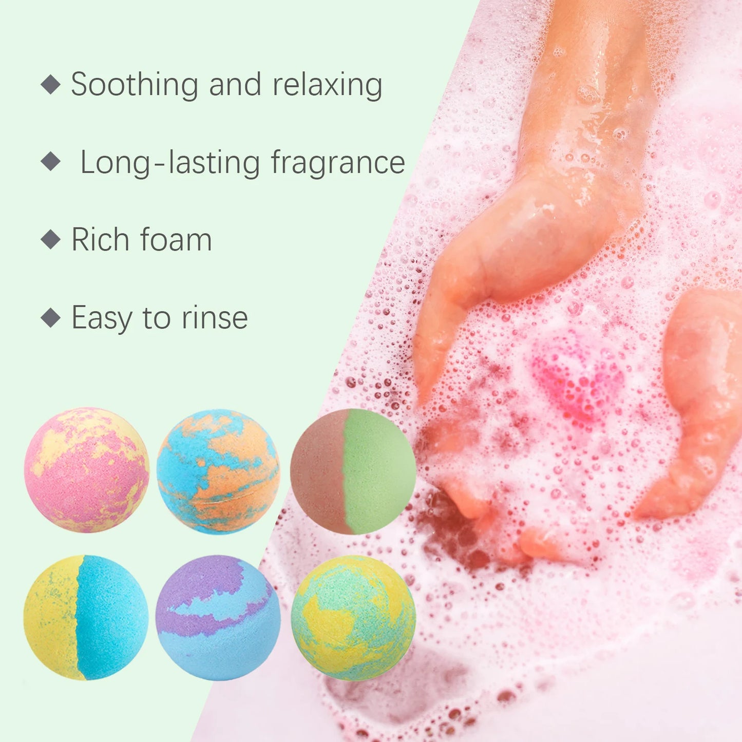 6pcs Aromatherapy Bath Bomb Ball Floral Scent Skin Smooth Relaxing Spa Bath Moisturize Stress Relief Bubble Shower Balls