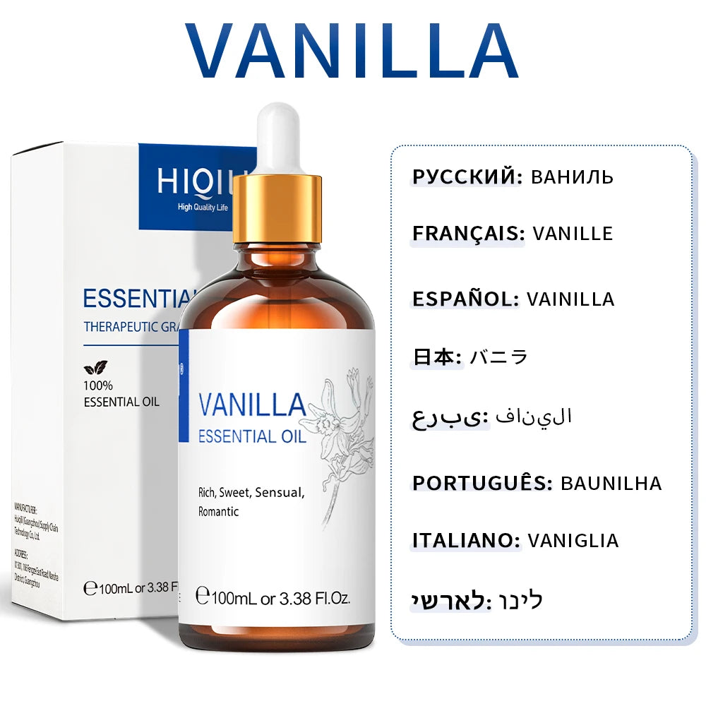 100ML Lavender Jasmine Rose Vanilla Mint  Eucalyptus Lemon Essential Oils for Diffuser, Humidifier, Massage, Skin, Hair