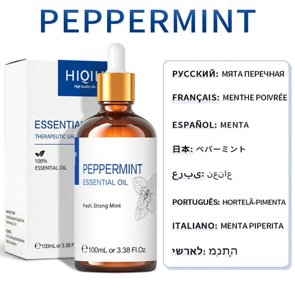100ML Lavender Jasmine Rose Vanilla Mint  Eucalyptus Lemon Essential Oils for Diffuser, Humidifier, Massage, Skin, Hair
