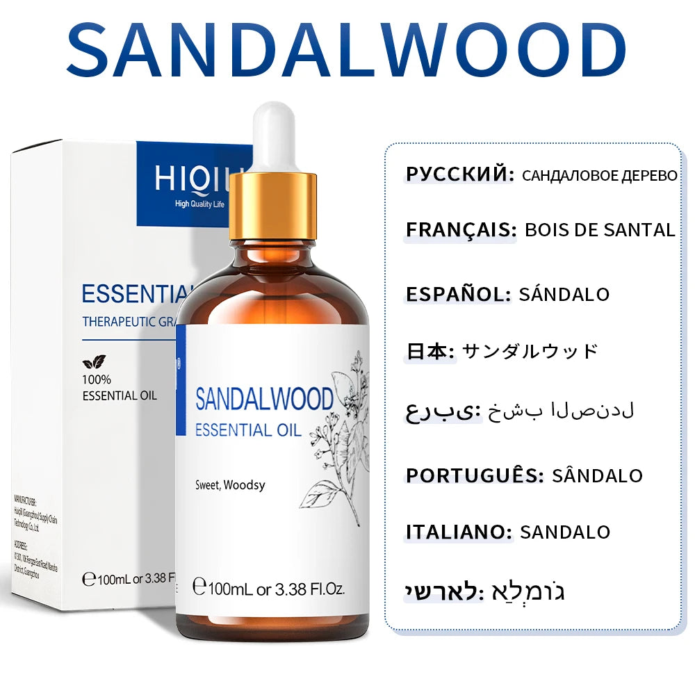 100ML Lavender Jasmine Rose Vanilla Mint  Eucalyptus Lemon Essential Oils for Diffuser, Humidifier, Massage, Skin, Hair