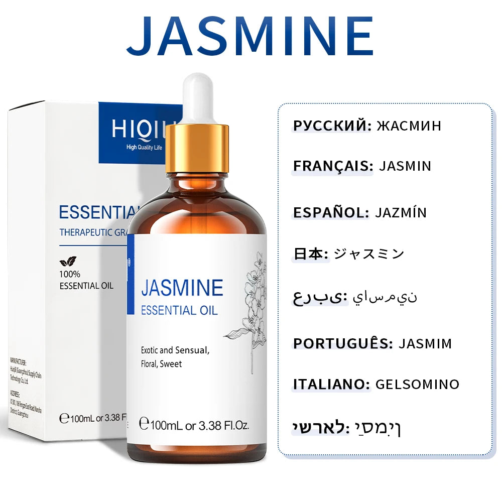 100ML Lavender Jasmine Rose Vanilla Mint  Eucalyptus Lemon Essential Oils for Diffuser, Humidifier, Massage, Skin, Hair