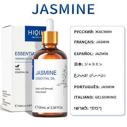100ML Lavender Jasmine Rose Vanilla Mint  Eucalyptus Lemon Essential Oils for Diffuser, Humidifier, Massage, Skin, Hair