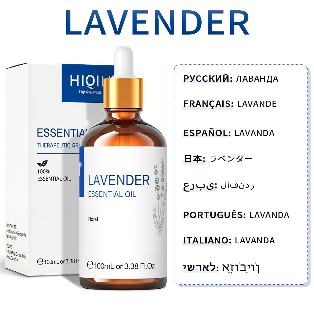 100ML Lavender Jasmine Rose Vanilla Mint  Eucalyptus Lemon Essential Oils for Diffuser, Humidifier, Massage, Skin, Hair