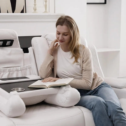 Power Reclining Sofa 0 Gravity w/ Wireless Charger,LED Floor Lights,Reading Light, Drop-down Table USB/Type-C Port(070)