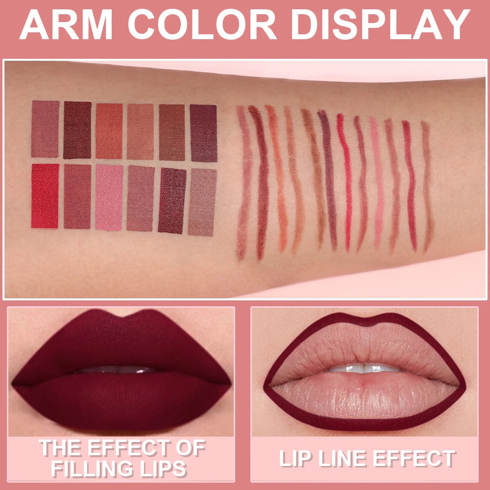 Waterproof Lip Liner Pencil 6 Colors Set: Lip Contour Waterproof Non-transfer Highly Pigmented Smooth Nude-pink Daily &  Party Makeup