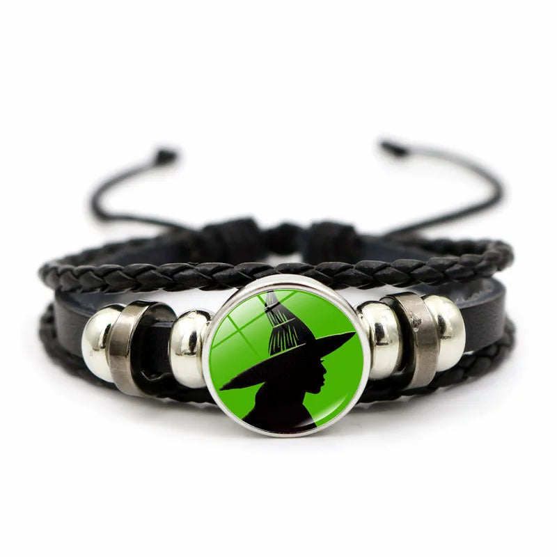Magical Wicked Witch Leather Bracelet Magic Witch Hat Wicked Movie Inspired Glass Couple Bracelets Jewelry Gifts