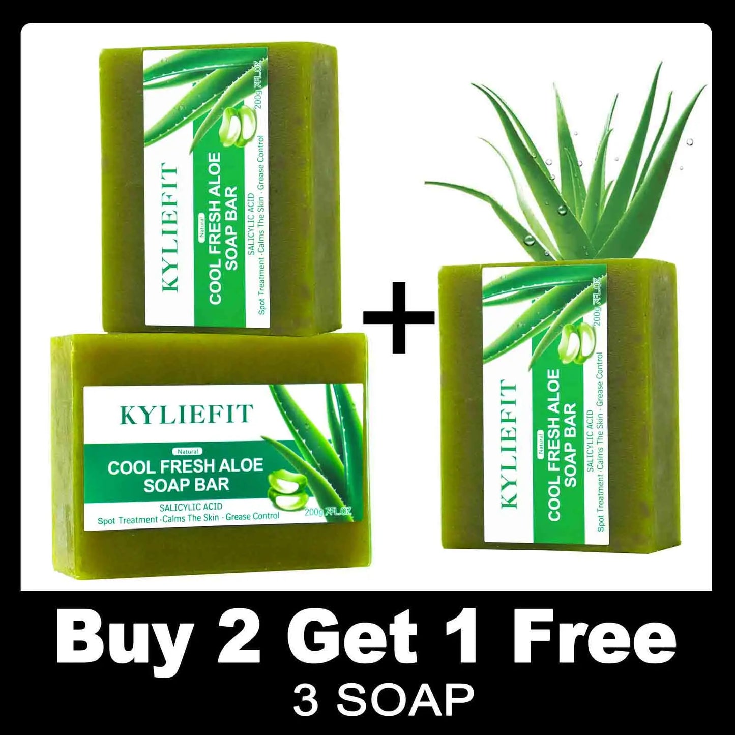 Aloe Vera Whitening Soap, Remove Acne, Spots, Skin Radiant, Improve Skin Luster, Vegan Bath Wash for All Skin Types, 200g