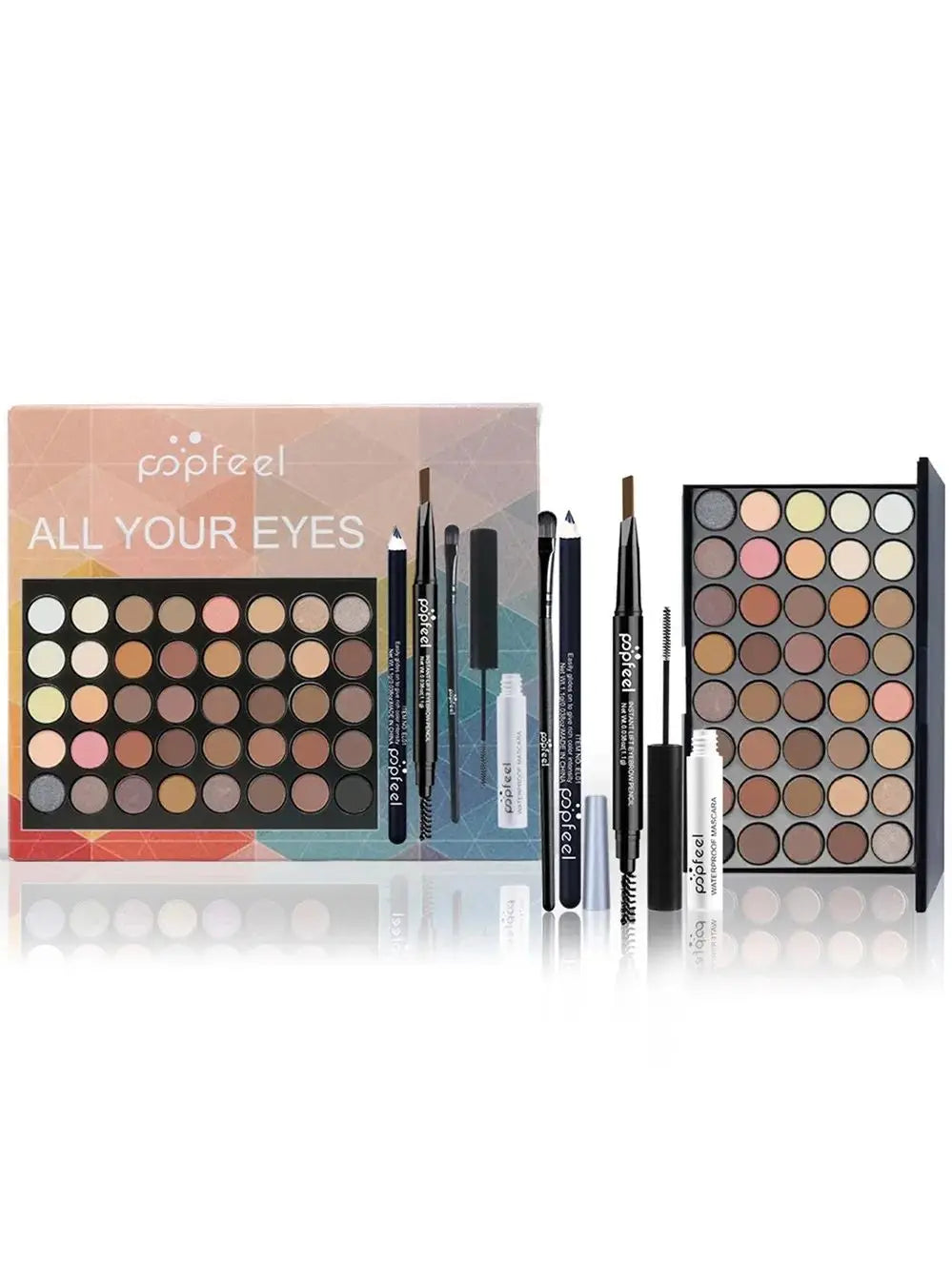 POPFEEL Eye Makeup Set, Eyeshadow Palette, Eyeliner, Mascara, Eyebrow Pencil, Makeup Tool Set Box, Gifts