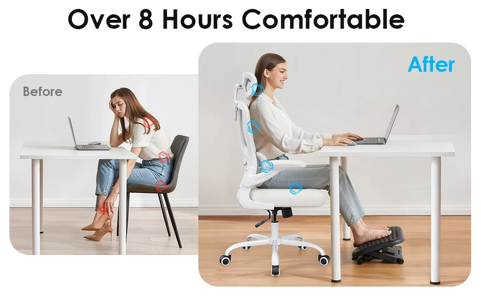 Ergonomic Office Chair, Desk Chair with Headrest and Lumbar Support, High Back Swivel Home Office Chair