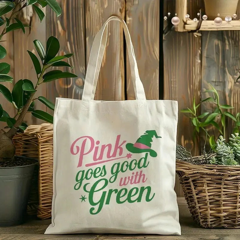 Wicked The Musical Inspired Black Tote Bag  Open-Top Shopper  Shoulder Bag for School, College, Travel & Gift-Giving