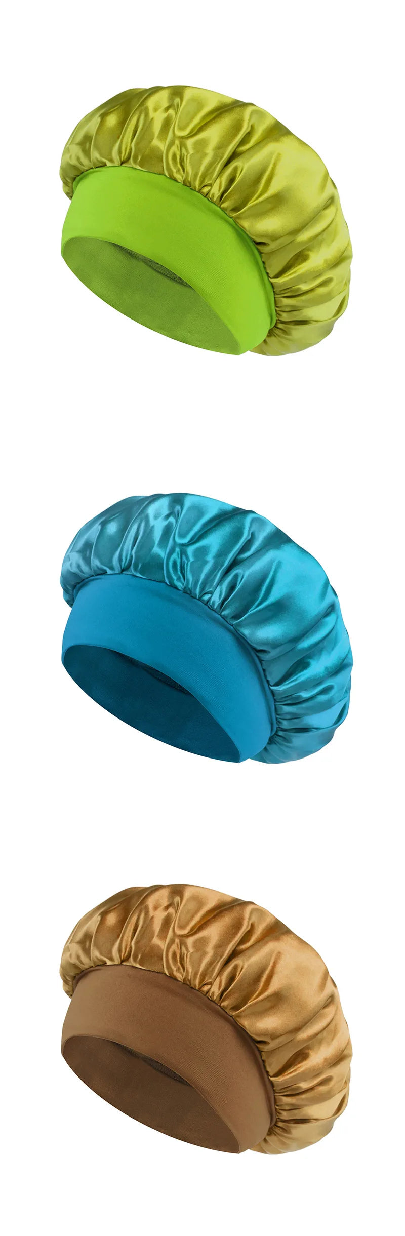 Satin Bonnet Hair Bonnet for Sleeping Hair Care Silk Bonnets Solid Wide-brimmed Sleeping Hat with Elastic Soft Band