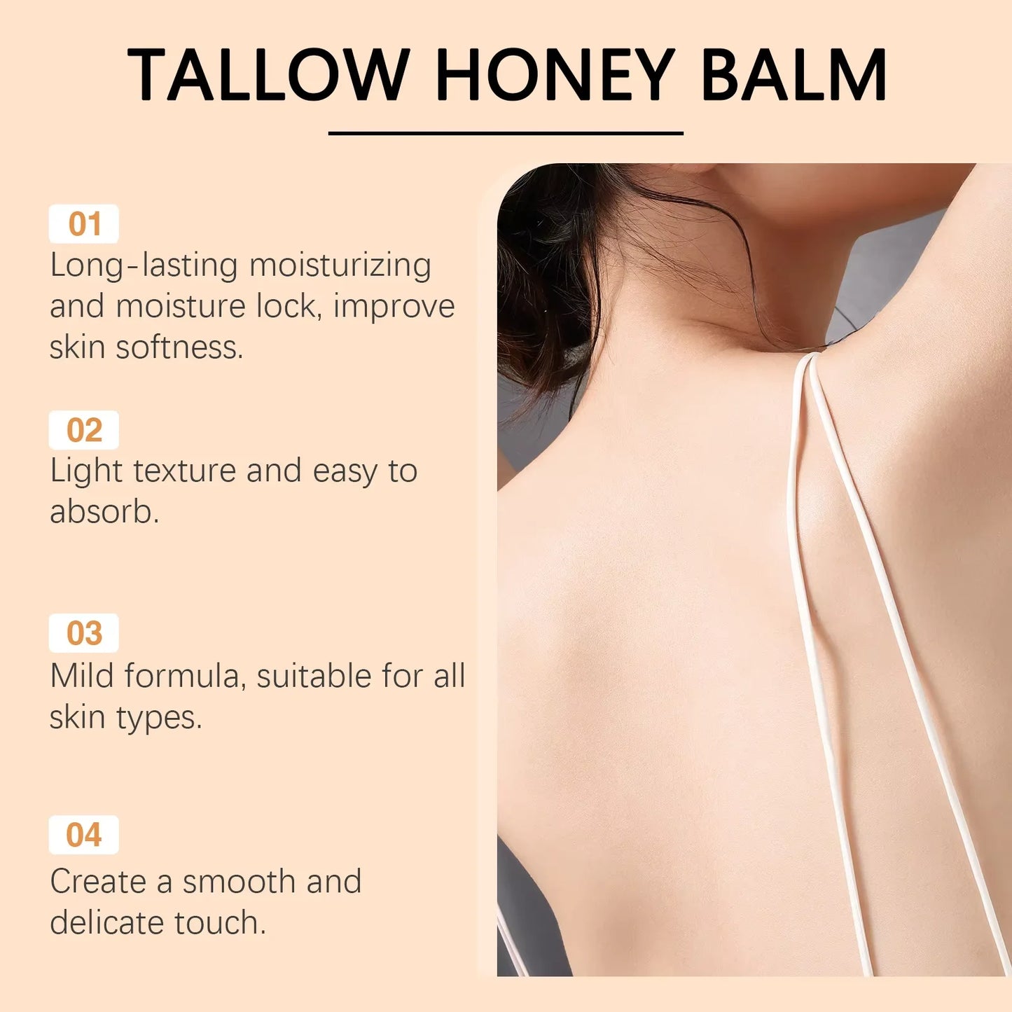 Tallow Honey Balm Glowing Hydrating Skin Enhacne Elasticity Improve Dullness Fade Fine Lines Firming Face Body Moisturize Cream