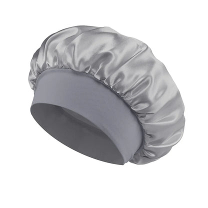 Satin Bonnet Hair Bonnet for Sleeping Hair Care Silk Bonnets Solid Wide-brimmed Sleeping Hat with Elastic Soft Band