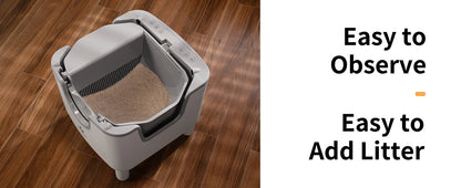 Self-Cleaning Litter Box - Open-Top Automatic Cat Litter Box with Odor Control, Safety Features, and Easy Maintenance