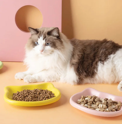 4-Color Pet Bowl Cat Food Dish Canned Snack Frozen Meal Plate for Dwarf Cats Premium Anti-Black-Nose Pet Dish Home Use Pet Bowl.