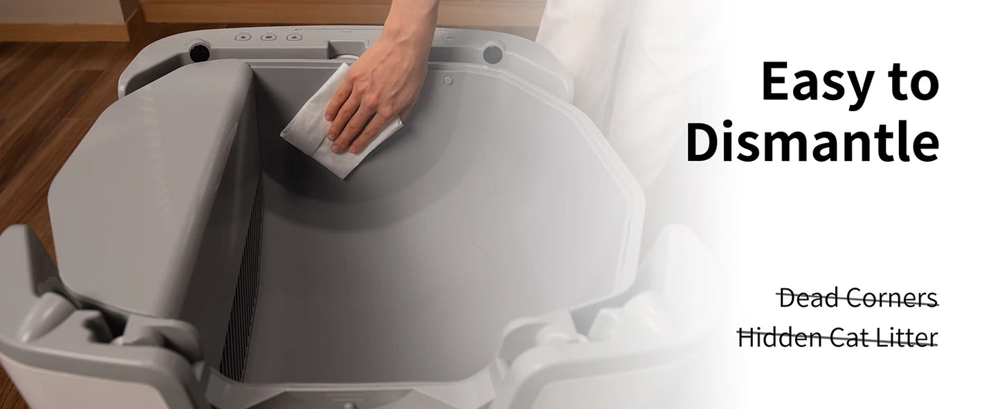 Self-Cleaning Litter Box - Open-Top Automatic Cat Litter Box with Odor Control, Safety Features, and Easy Maintenance