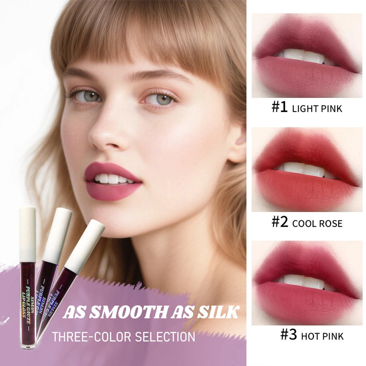 Peel Off Lip Stain Set, 3 Colors Long-Lasting Waterproof Pink Lip Tint, Transfer-Proof Non-Stick Cup Lip Makeup