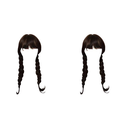Wednesday Addams Cosplay Wig Long Black Braids Hair Synthetic Wigs Universal Size for Halloween Party Girls Dress Up Accessories