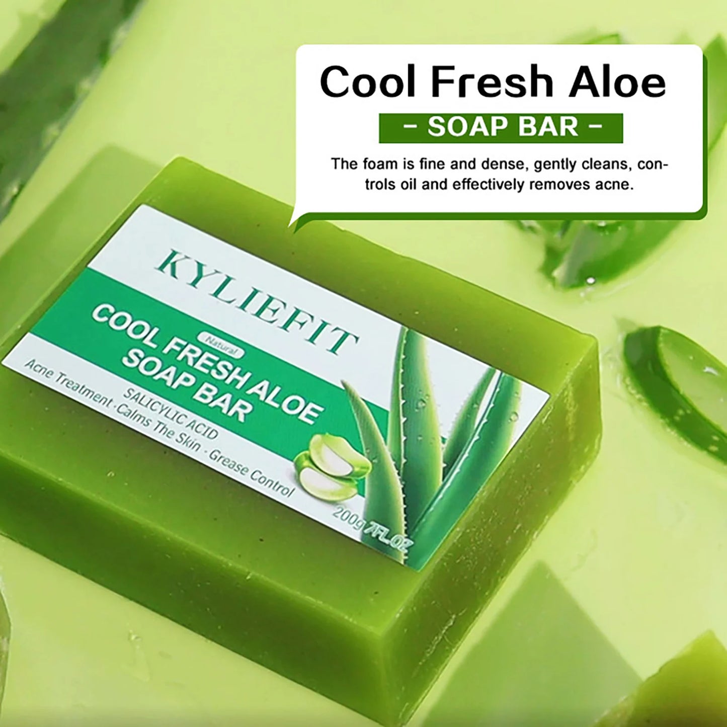Aloe Vera Whitening Soap, Remove Acne, Spots, Skin Radiant, Improve Skin Luster, Vegan Bath Wash for All Skin Types, 200g