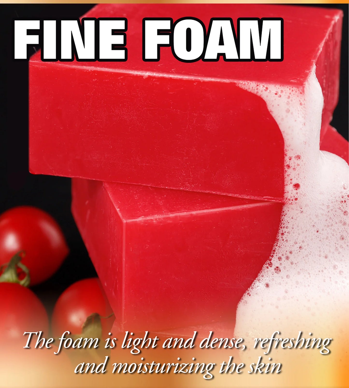 Tomato Fruit Scented Handmade Natural Bar Soap, For Face, Body, Whitening, Oil Control, Brightens, Shrink Pore, 200g