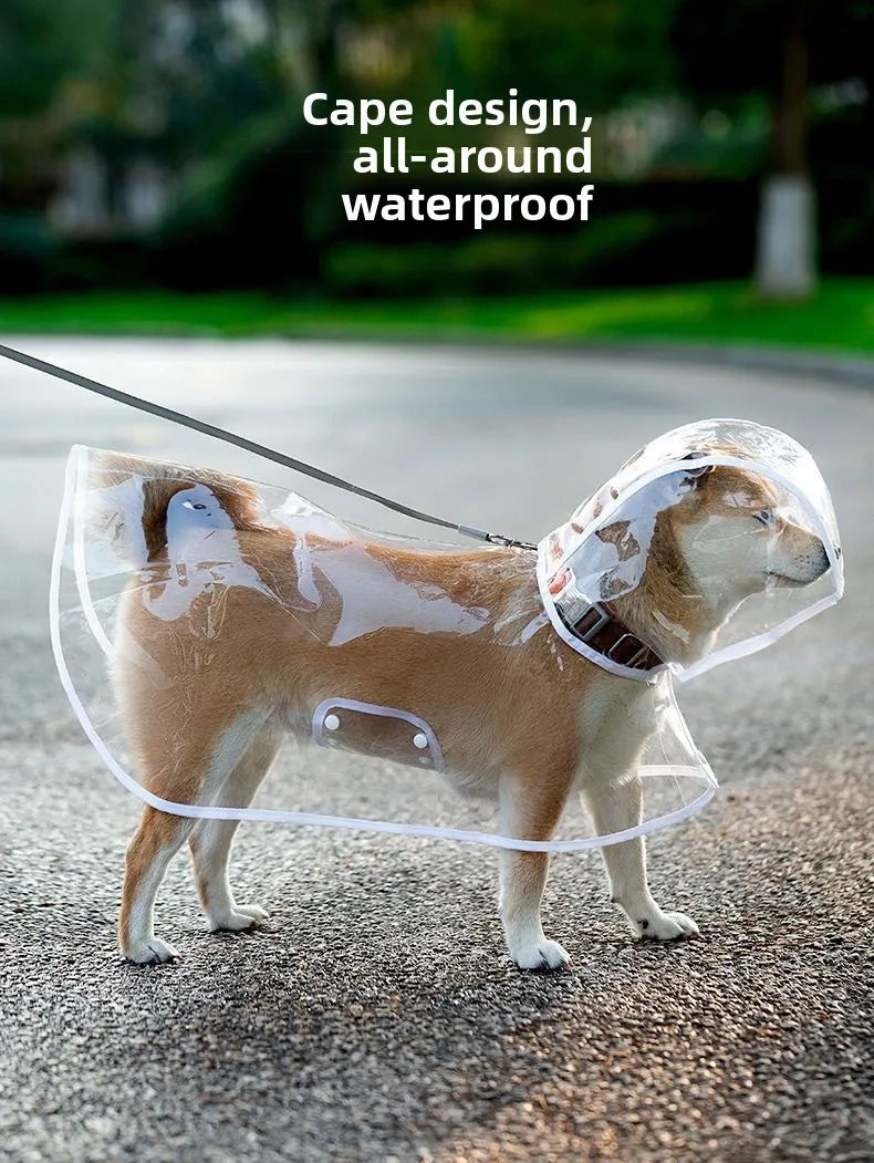 Pet Raincoat Transparent Dog Raincoat Waterproof and Windproof Pet Clothing Large Dog Pet Dog Dog Costume