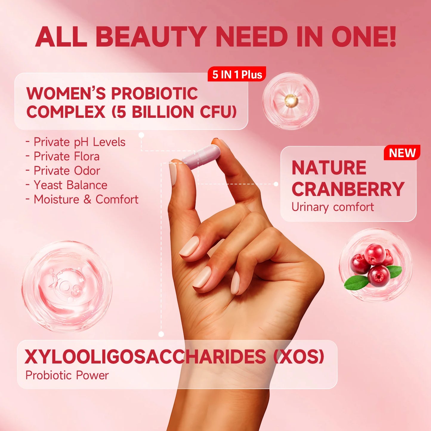 Quitmood Queen's Female-Focused Once-daily Women's complete V- Probiotics for Women - pH Balance, Odor Control, Yeast & Flora