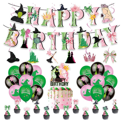 Wicked Theme Birthday Party Decoration Magic Witch Kids Party Ornaments Disposable Balloon Banner Cake Flag Hangings Supplies