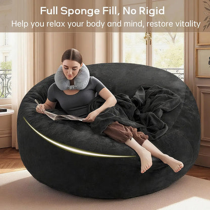 4FT Memory Foam Bean Bag Chair With Filler Included,Reading Sofa For Living Room,Bedroom,Dormitory,Black,Customized