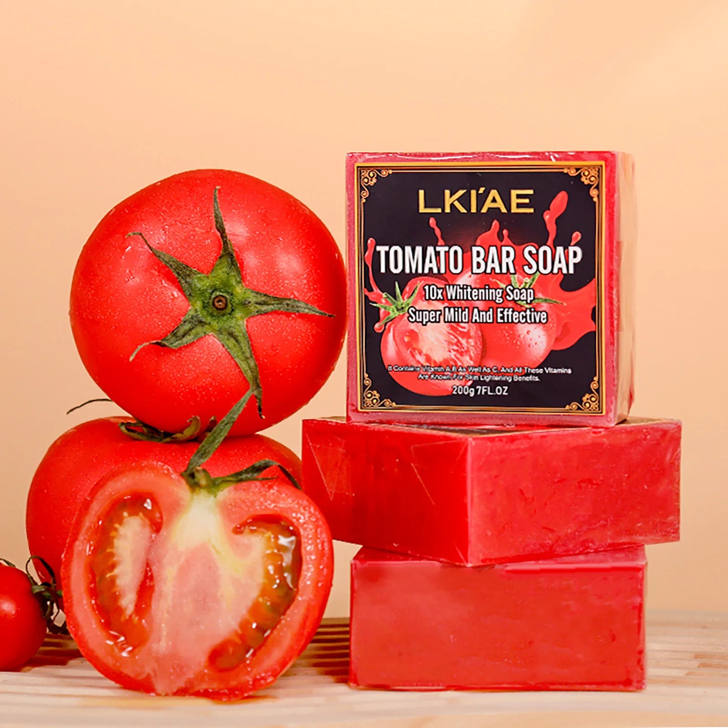 Tomato Fruit Scented Handmade Natural Bar Soap, For Face, Body, Whitening, Oil Control, Brightens, Shrink Pore, 200g