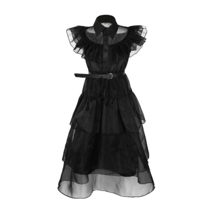  Wednesday Addams Cosplay Dress For Girl Kids Movie Black Dress Adult Women's Dress Halloween Carnival Party Role Play Set