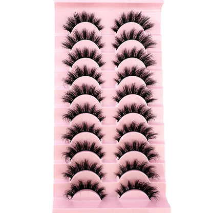 New 10 Pairs Of Natural Full False Eyelashes,Thick Curling Fluffy Eyelashes For Party Use Manga Eyelashes, Travel Essentials