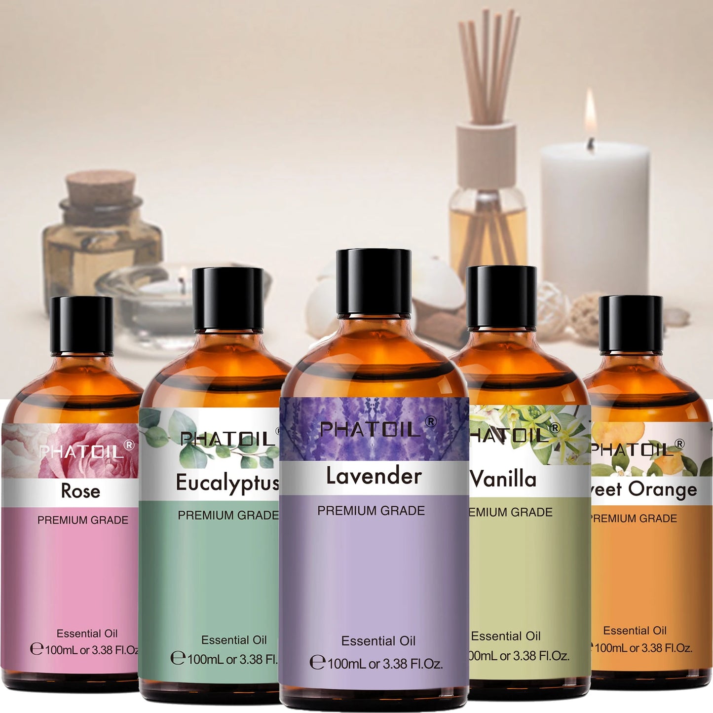 100ml Pure Natural Essential Oils For Diffuser Candle Making Lavender Jasmine Vanilla Eucalyptus Aroma Essential Oil