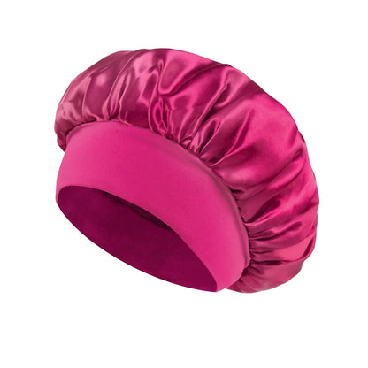 Satin Bonnet Hair Bonnet for Sleeping Hair Care Silk Bonnets Solid Wide-brimmed Sleeping Hat with Elastic Soft Band
