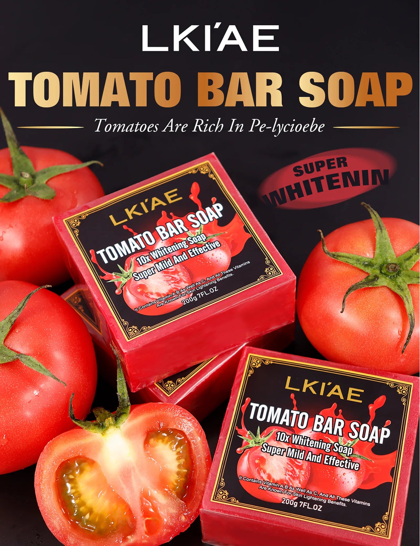 Tomato Fruit Scented Handmade Natural Bar Soap, For Face, Body, Whitening, Oil Control, Brightens, Shrink Pore, 200g
