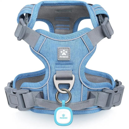 No Pull Dog Cat Harness with Pet ID Tag, Reflective Strips, Front O Ring, Breathable Mesh Adjustable Soft Padded Vest for Small Dogs Cats